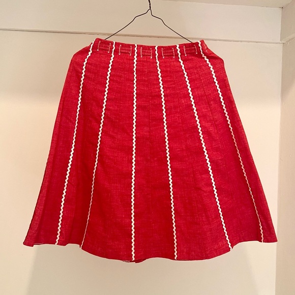 60s-70s Vintage 🤍 “The” Talbots Ric Rac Trim Tie-Waist A-Line Skirt - Picture 4 of 4